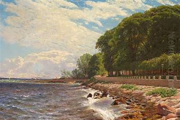 Strand Ved Emiliekilde Oil Painting by Godfred B.W. Christensen
