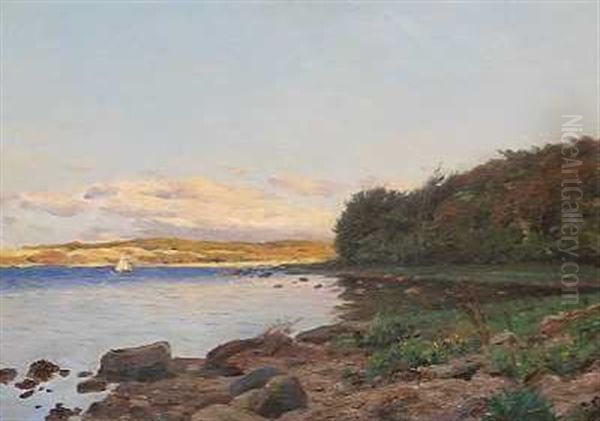 Morgenstemning Ved Bramsnaesvig Oil Painting by Godfred B.W. Christensen