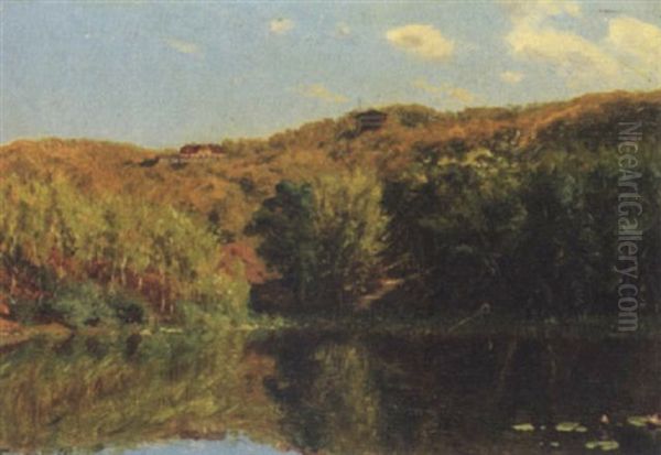 Skovsoen Ved Munkebjerg I Vejle Oil Painting by Godfred B.W. Christensen