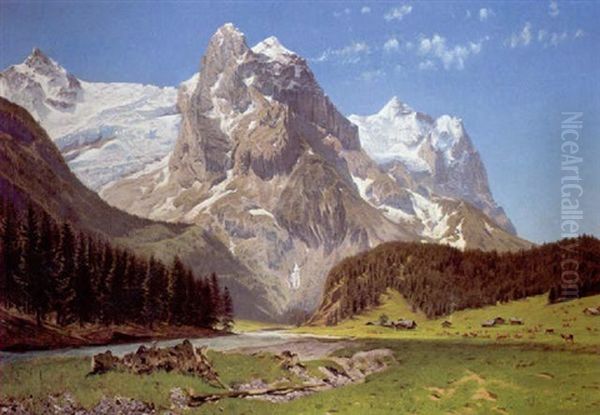 Sommerlandschaft In Den Alpen Oil Painting by Godfred B.W. Christensen