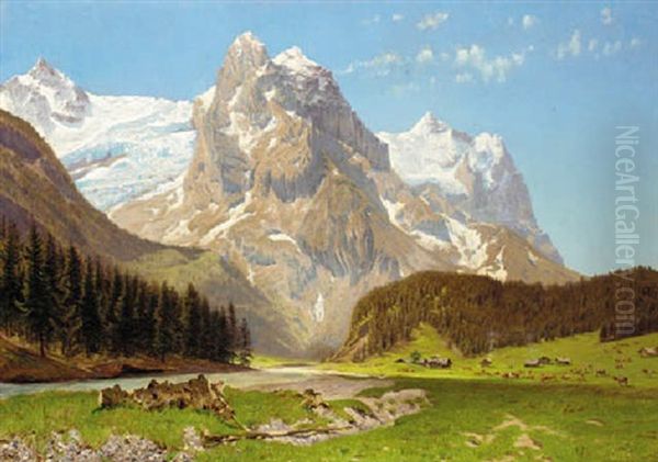 An Alpine Landscape Oil Painting by Godfred B.W. Christensen