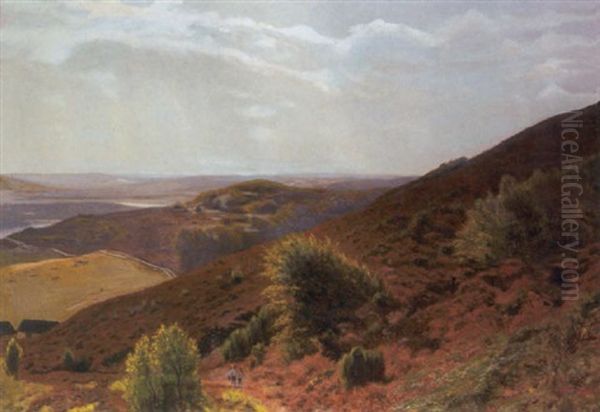 Landskab Med Figurer Ved Salten Langso Oil Painting by Godfred B.W. Christensen