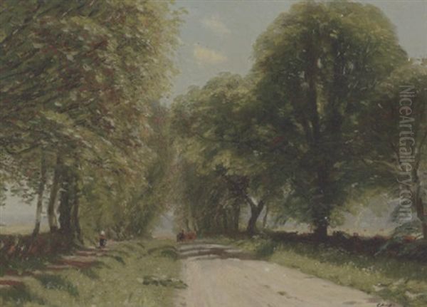 Krogerup Alle, Solbelyst Oil Painting by Godfred B.W. Christensen