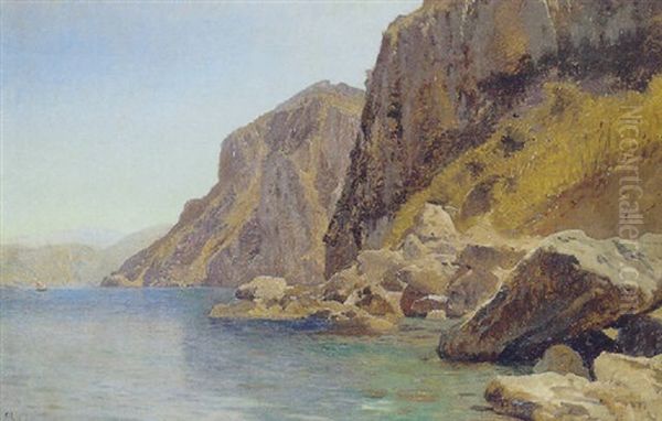 Titusklipperne Pa Capri Oil Painting by Godfred B.W. Christensen
