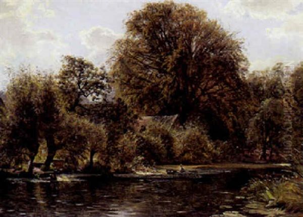 Alob Med Mand I En Robad Oil Painting by Godfred B.W. Christensen