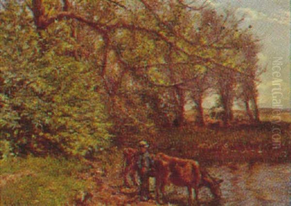 Koerne Vandes Sonderagergaard Ved Hornbaek Oil Painting by Godfred B.W. Christensen