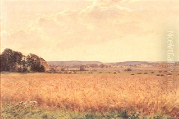 Landskab Med Udsigt Over Moden Kornmark Oil Painting by Godfred B.W. Christensen