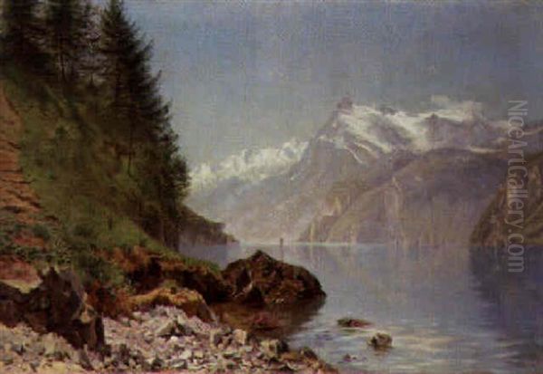 A Fjord In Spring Oil Painting by Godfred B.W. Christensen