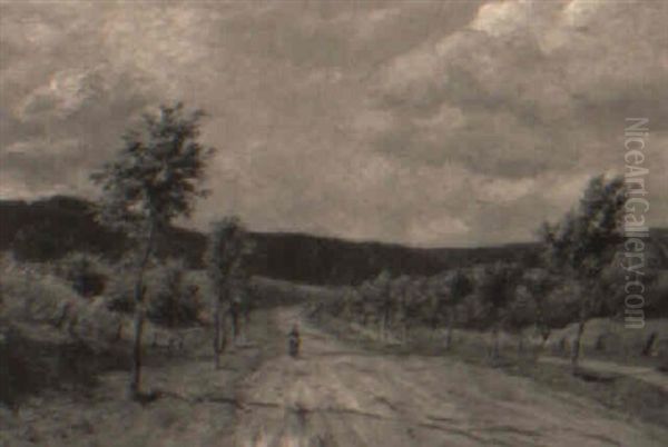 Vejen Ved Hareskoven Oil Painting by Godfred B.W. Christensen