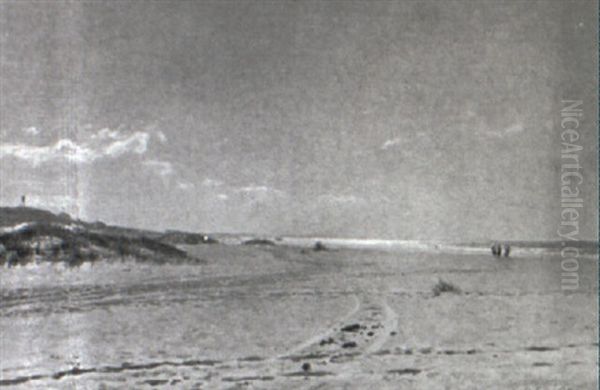 A Windswept Beach Oil Painting by Godfred B.W. Christensen