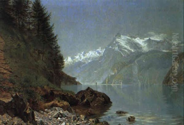 Vierwaldst,ttersee Oil Painting by Godfred B.W. Christensen