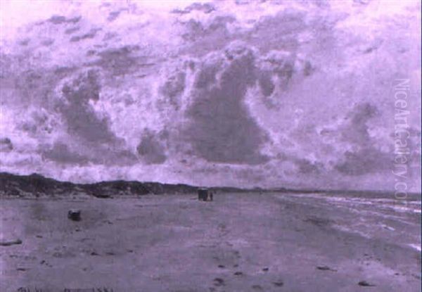 Secluded Beach Oil Painting by Godfred B.W. Christensen