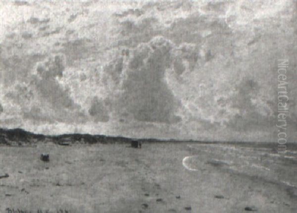 Kystparti Fra Blokhus Oil Painting by Godfred B.W. Christensen