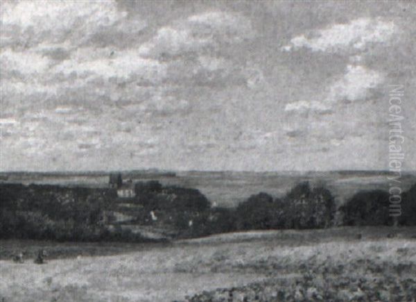 Udsigt Over Roskilde Fjord, En Sommerdag Oil Painting by Godfred B.W. Christensen