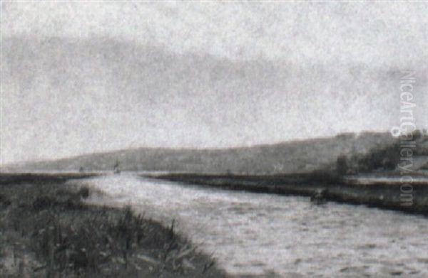 Landskab Med Audlob Til Havet Oil Painting by Godfred B.W. Christensen