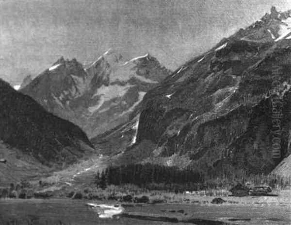 Sommermorgen Im Kanderstegtal, Schweiz Oil Painting by Godfred B.W. Christensen