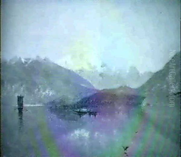 Stille Morgen Ved Oberhafen, I Baggrunden 'wilde Frau' Oil Painting by Godfred B.W. Christensen