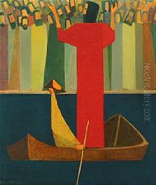 Jesus Taler Fra En Bad Oil Painting by John Christensen