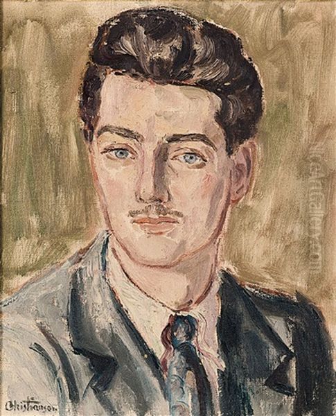 Portrait Eines Jungen Mannes, Wohl /fruhe 40er Jahre Oil Painting by Hans Christiansen