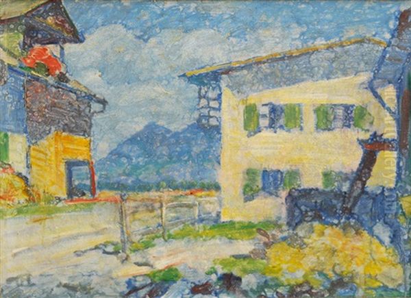 Street In Oberstdorf Oil Painting by Hans Christiansen