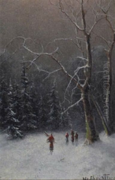 Im Winterwald Oil Painting by Nils Hans Christiansen