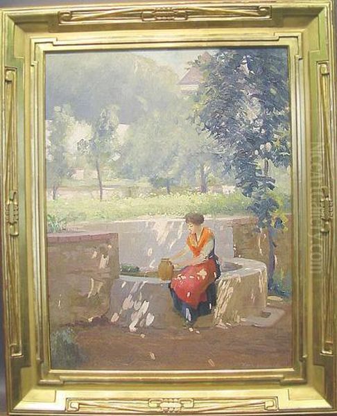 Woman At A Well
Bears Signature Oil Painting by Karl J. Anderson