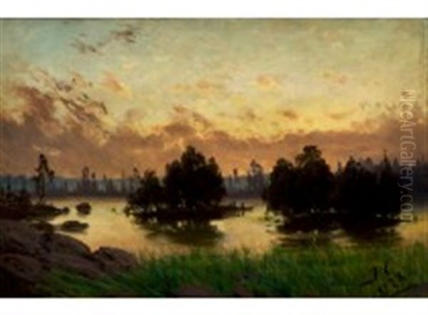 Evening Red Oil Painting by Fanny Churberg