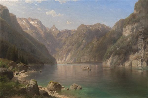 Lake Konigsee Oil Painting by Adolf Chwala