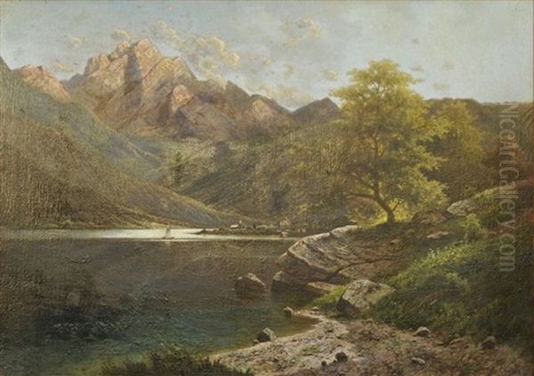 Ansicht Vom Hallstadter See Oil Painting by Adolf Chwala