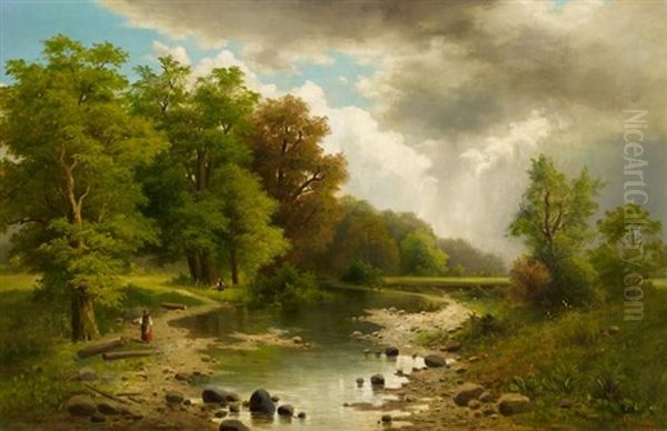 An Der Furt Oil Painting by Adolf Chwala
