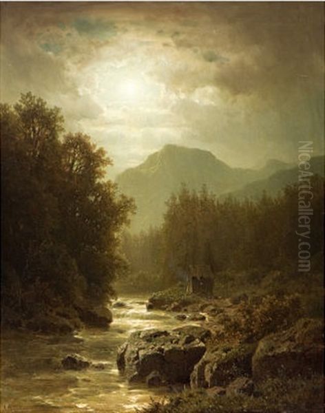 Parthie Am Rad Oil Painting by Adolf Chwala