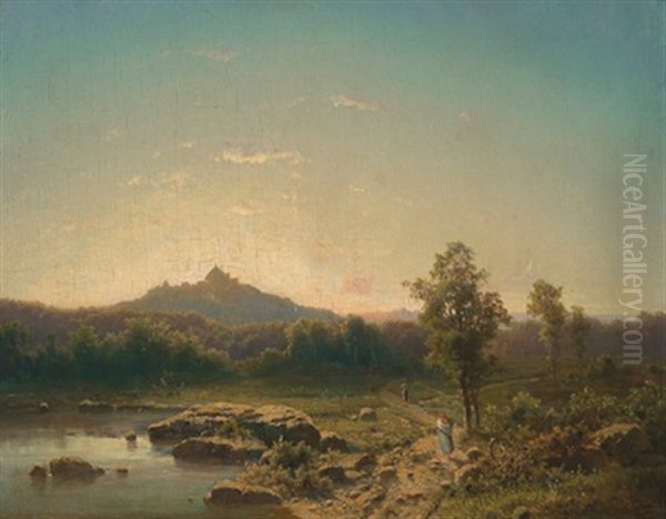 Abendstimmung Am Seeufer Oil Painting by Adolf Chwala