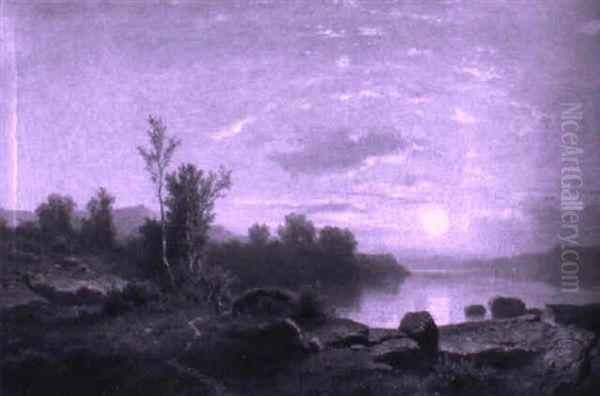 Abendstimmung Uber Dem See Oil Painting by Adolf Chwala