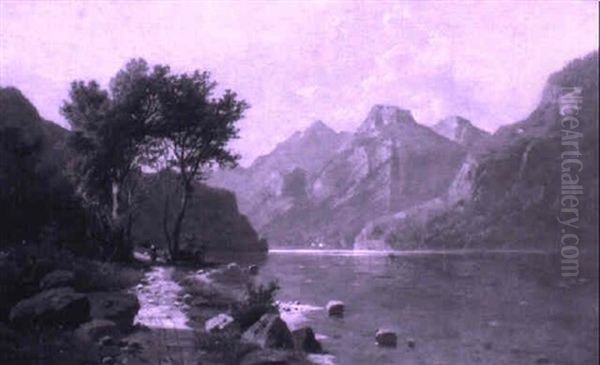 Landschaft Mit Bergsee Oil Painting by Adolf Chwala