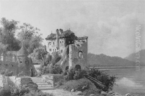Schlosruine Am Attersee Oil Painting by Fritz Chwala