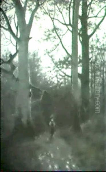 Holzsammlerin. Oil Painting by Fritz Chwala