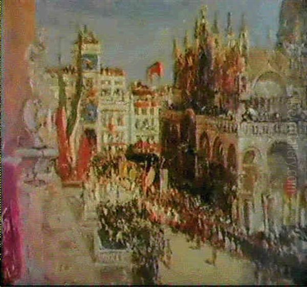 Processione Del Corpus Domini, San Marco Oil Painting by Emma Ciardi