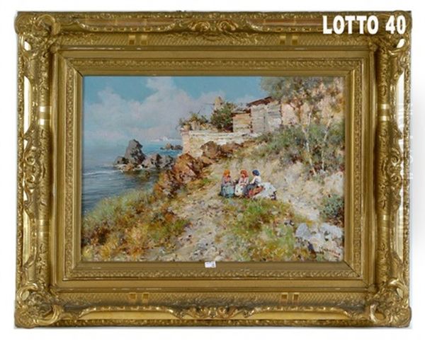 Paesaggio Di Capri Con Popolane Oil Painting by Carmine Ciardiello
