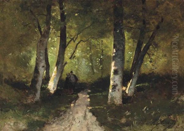 Un Sentier En Foret Oil Painting by Eugene Ciceri
