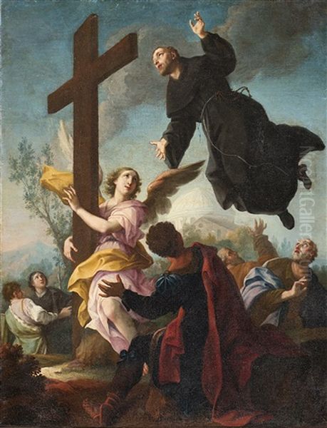 Ecstasy Of St. Joseph Of Cupertino Oil On Canvas 48x32.5 Cm. (defects)  Reference Fototeca Zeri, Inv. 126311, Envelope 0605; Card 65380.  Provenance Collezione Ferrario, Milano Christie's Roma, Asta Del 14-15 Novembre 1973, Lotto 20 Oil Painting by Giambettino Cignaroli