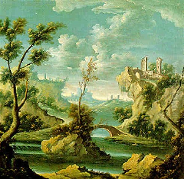 Paesaggio Fluviale Fantastico Oil Painting by Vittorio Amadeo Cignaroli