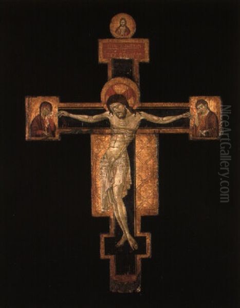 A Crucifix Oil Painting by (Cenni Di Peppi) Cimabue