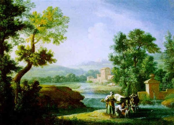 Fluslandschaft Mit Hirten Oil Painting by Giovanni Battista Cimaroli