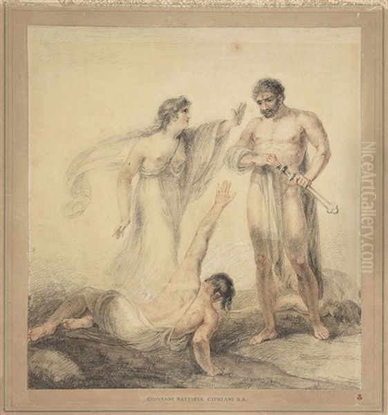 Antigone Tra I Fratelli Eteocle E Polinice, Seconda Meta Del Xviii Secolo Oil Painting by Giovanni Batista Cipriani