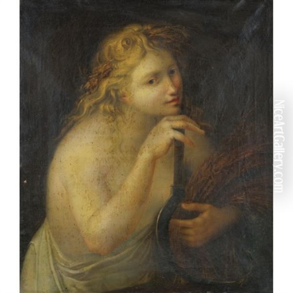 Ceres Holding A Sheaf Of Wheat And A Scythe Oil Painting by Giovanni Batista Cipriani