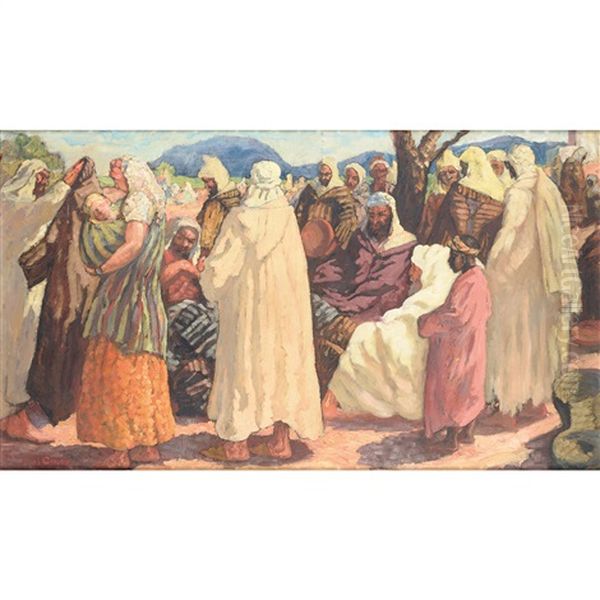 Jours De Fete En Algerie (2 Works) Oil Painting by Paul Cirou