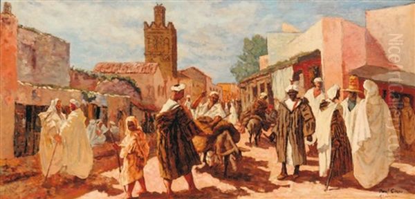 Rues De Mascara Et Sidi Renna, A Tlemcen Oil Painting by Paul Cirou