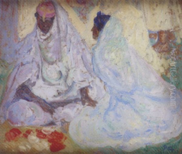 Mauresque Et Marocaine Au Marche Monsenosse, Algerie Oil Painting by Paul Cirou