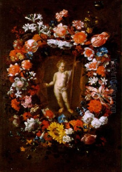 Cristo Entro Una Ghirlanda Di Fiori Oil Painting by Pier Francesco Cittadini