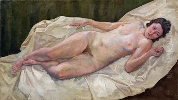 Liegender Akt Oil Painting by Carl Leopold Cizek